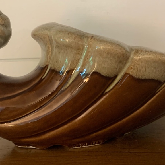 Vintage Brown & Tan Drip Glaze 260 USA Ceramic Cornucopia - Picture 3 of 16
